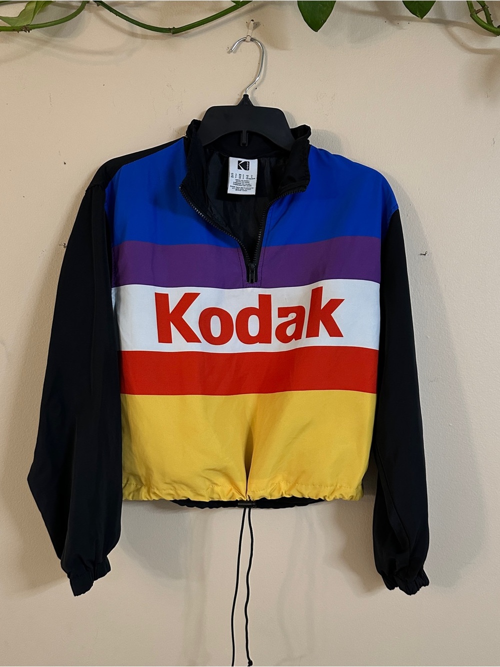 Kodak x Forever 21 Colorblock Windbreaker Cropped Anorak Half Zip Y2K Size S